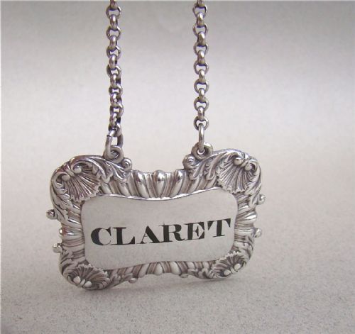 Georgian Scottish Silver " Claret" Decanter Label by George Mchattie, Edinburgh Circa 1815
