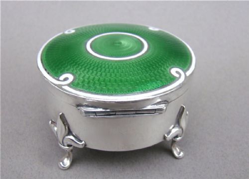 fig 2. SILVER AND DUAL COLOUR GUILLOCHE ENAMEL JEWELLERY BOX BY HENRY MATTHEWS, BIRMINGHAM 1911