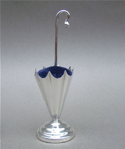 Continental Silver Novelty "Umbrella" Pin Cushion / Hat Pin Holder, Circa 1910