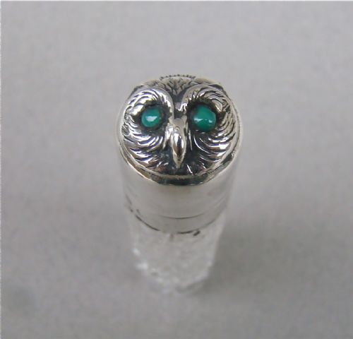 Victorian Silver "Owl" Scent Bottle by the Mousley Brothers, Birmingham 1888