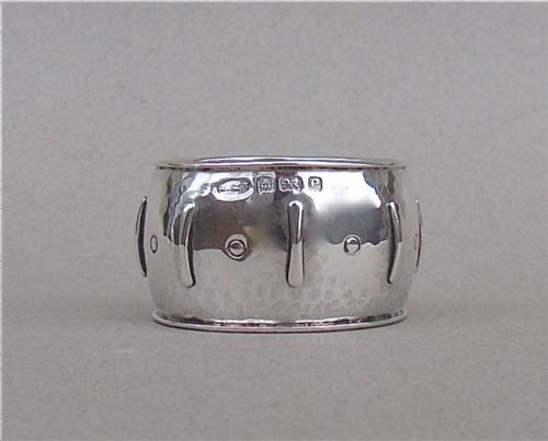 fig 1. ARTS & CRAFT SILVER NAPKIN RING BY A.E. JONES, BIRMINGHAM 1904