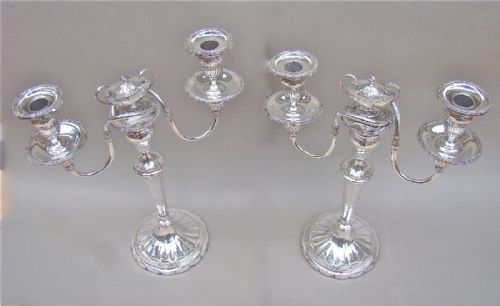 fig 2. PAIR OF GEORGIAN OLD SHEFFIELD PLATE CANDELABRA, CIRCA 1800