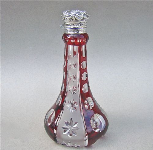 Victorian Silver and Flash Ruby Glass Scent Bottle by Charles May, Birmingham 1899