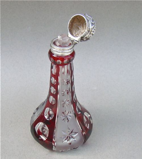 fig 2. VICTORIAN SILVER AND FLASH RUBY GLASS SCENT BOTTLE BY CHARLES MAY, BIRMINGHAM 1899