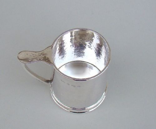 fig 1. ARTS & CRAFT SILVER CHRISTENING MUG BY A E JONES, BIRMINGHAM 1920