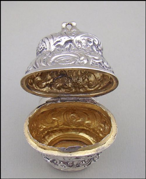 fig 2. 18TH C. DANISH ROCOCO SILVER HOVEDVANDSAEG - MARRIAGE SPICE BOX , CIRCA 1760