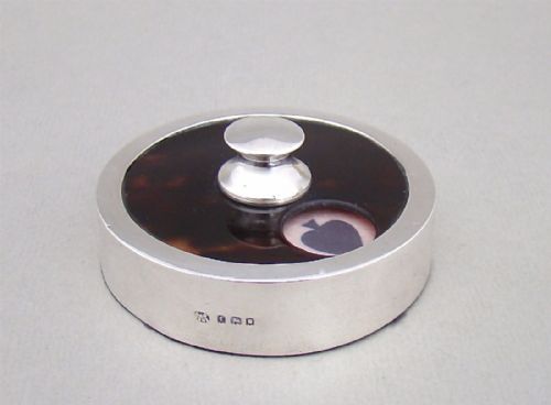fig 1. ART DECO SILVER & TORTOISESHELL TRUMP MARKER BY G BENTJEMANN & SONS, LONDON 1920