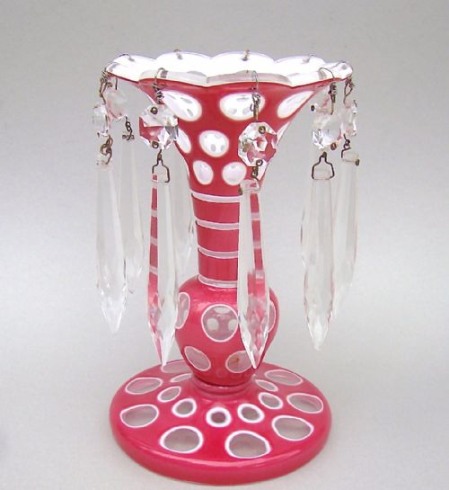 Bohemian Overlay Glass Lustre, Circa 1890