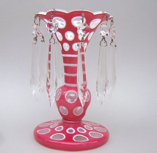 fig 1. BOHEMIAN OVERLAY GLASS LUSTRE, CIRCA 1890
