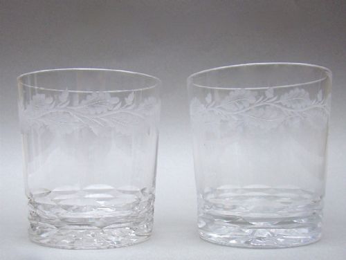 Pair of Early Victorian Etched Glass Whisky Tumblers, Circa 1840