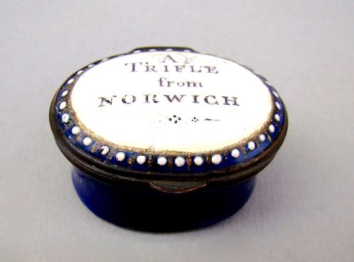 fig 1. GEORGIAN BILSTON ENAMEL PATCH BOX, CIRCA 1780