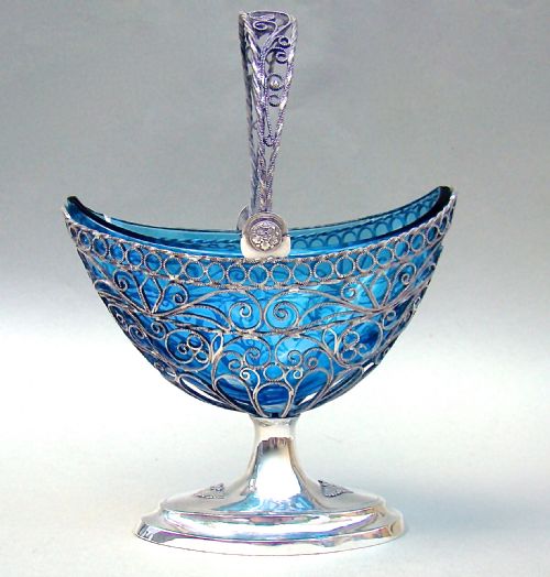 Continental Silver Filigree Sugar Basket, Circa 1890