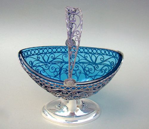 fig 1. CONTINENTAL SILVER FILIGREE SUGAR BASKET, CIRCA 1890