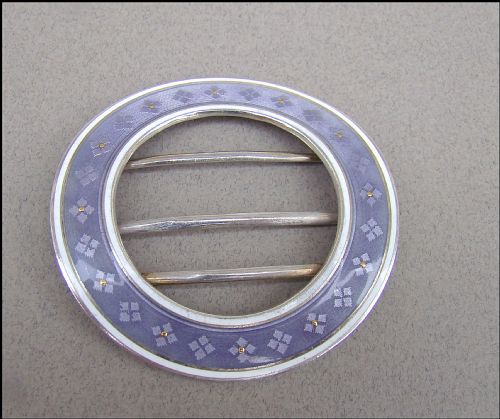 Silver & Guilloche Enamel Belt Buckle, Circa 1910