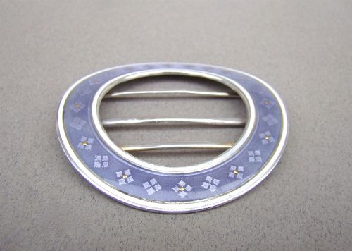 fig 2. SILVER & GUILLOCHE ENAMEL BELT BUCKLE, CIRCA 1910