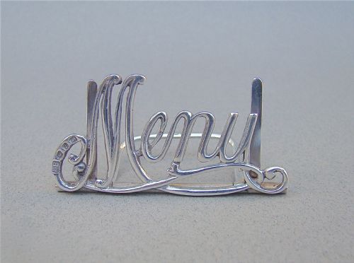 Late Victorian Silver Menu Holder by Lawrence Emanuel, Birmingham 1899