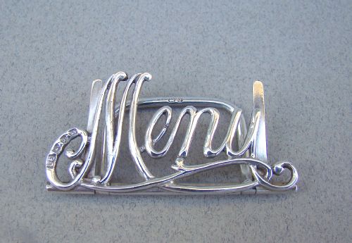 fig 1. LATE VICTORIAN SILVER MENU HOLDER BY LAWRENCE EMANUEL, BIRMINGHAM 1899