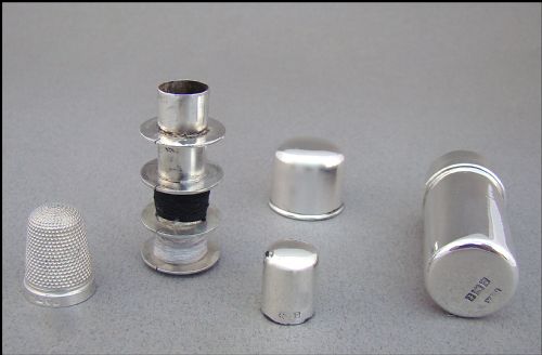 fig 2. NOVELTY EDWARDIAN SILVER NEEDLE, THIMBLE AND THREAD TRAVELLING CASE BY HORTON & ALLDAY, BIRMINGHAM 1905