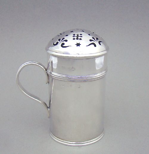 Georgian Silver Large Kitchen Flour Dredger or Muffineer by Sebastian Crespell Ii, London 1820