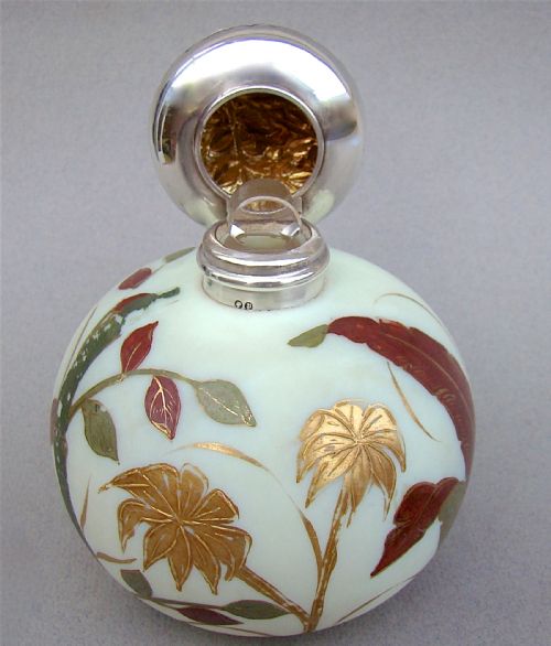 fig 2. VICTORIAN SILVER AND WEBB BURMESE GLASS SCENT BOTTLE BY JOSEPH WHITTEN, BIRMINGHAM 1890