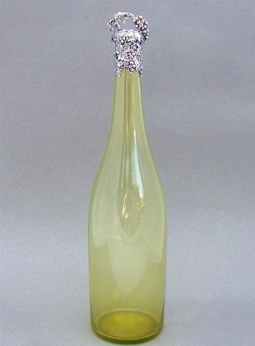 Rare Regency Silver Mounted Citrine Glass Decanter by James Collins, Birmingham 1830