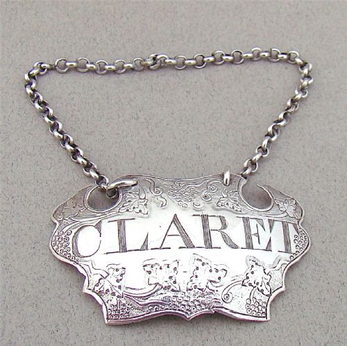 George II Silver Escutcheon Wine Label "Claret", London Circa 1750