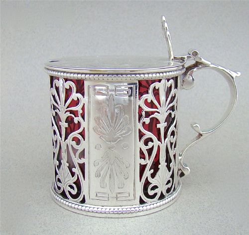 Mid-victorian Pierced Silver Mustard Pot, London 1875