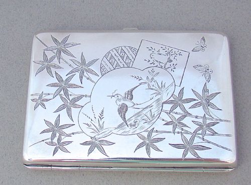 Victorian Silver Aesthetic Movement Card Case & Aide Memoire by Stokes & Ireland, Birmingham 1885