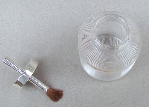 fig 2. EDWARDIAN SILVER MOUNTED RIBBED GLASS GLUE POT BY JOHN GRINSELL, BIRMINGHAM 1906