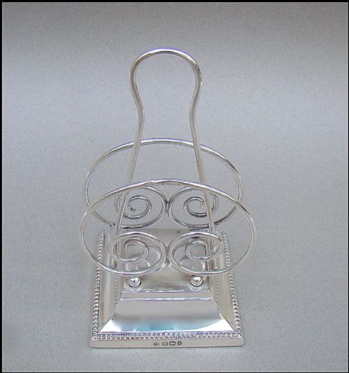 fig 1. VICTORIAN SOLID SILVER WIREWORK LETTER RACK BY MARTIN HALL & CO, SHEFFIELD 1897