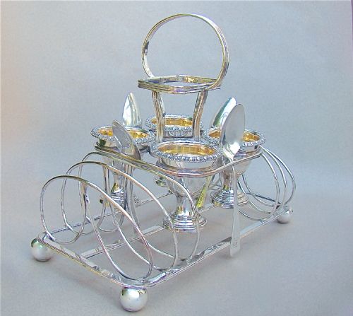 Georgian Old Sheffield Plate Wire-work Egg Cruet Set, Circa 1800
