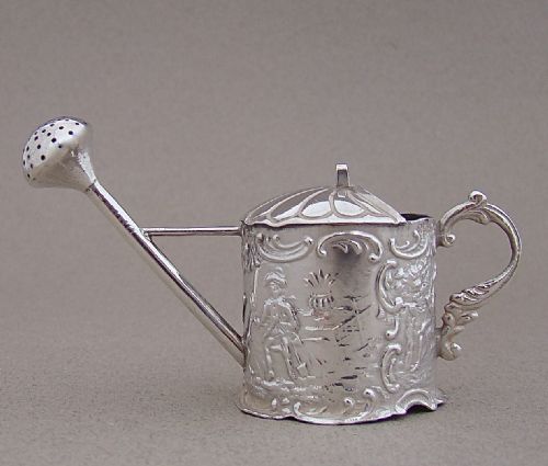 19th C Dutch Silver Miniature Watering Can, Import Marks for London 1898