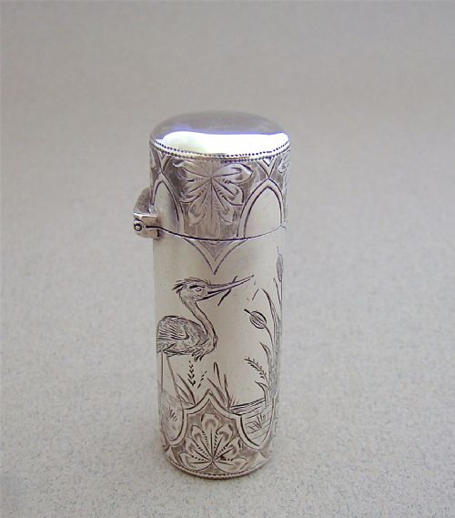 Victorian Silver Aesthetic Movement Scent Bottle by Sampson Mordan, London 1889