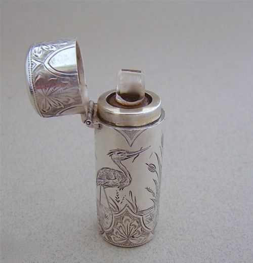 fig 3. VICTORIAN SILVER AESTHETIC MOVEMENT SCENT BOTTLE BY SAMPSON MORDAN, LONDON 1889