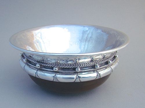 fig 1. ARTS & CRAFT SILVER MAZER BOWL BY A. E. JONES, BIRMINGHAM 1935