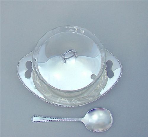 fig 2. EDWARDIAN SILVER MOUNTED PRESERVE JAR AND STAND BY JAMES DIXON & SONS, SHEFFIELD 1906