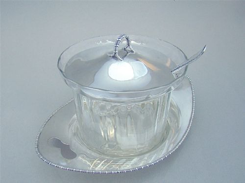 fig 3. EDWARDIAN SILVER MOUNTED PRESERVE JAR AND STAND BY JAMES DIXON & SONS, SHEFFIELD 1906