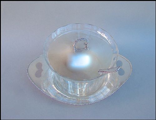 fig 4. EDWARDIAN SILVER MOUNTED PRESERVE JAR AND STAND BY JAMES DIXON & SONS, SHEFFIELD 1906
