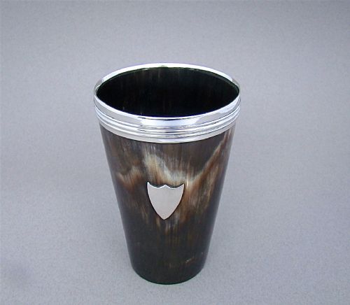 fig 2. MID VICTORIAN SILVER MOUNTED HORN BEAKER, LONDON 1857