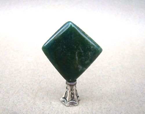 Early Victorian Silver Mounted Hard Stone Desk Seal , Circa 1850