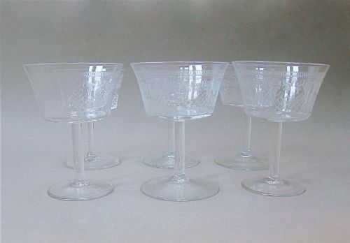 Set of Six Edwardian Pall Mall Champagne Glasses, Circa 1910