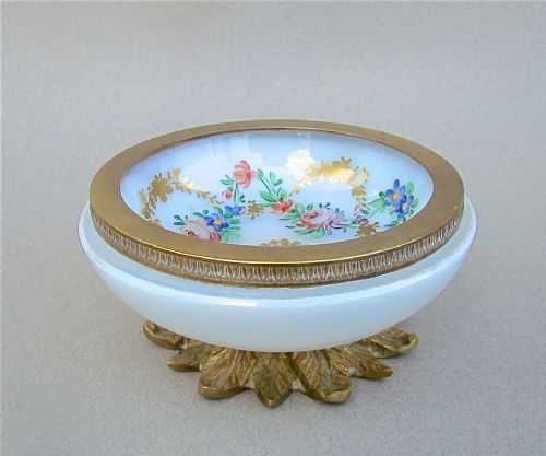 Exquisite French Palais Royal Ormulu Mounted Opaline Glass Dish, Circa 1850
