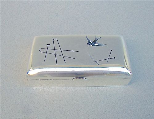 Victorian Enamelled Silver Pin Box by Edward Souter Barnsley, Birmingham 1897