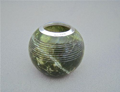 Victorian Silver Mounted Connemara Marble Match Striker, Paperweight by Griffith & Sons, Birmingham 1898