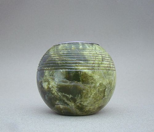 fig 1. VICTORIAN SILVER MOUNTED CONNEMARA MARBLE MATCH STRIKER, PAPERWEIGHT BY GRIFFITH & SONS, BIRMINGHAM 1898