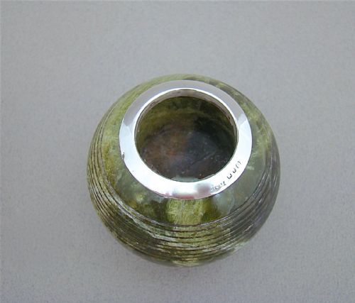 fig 2. VICTORIAN SILVER MOUNTED CONNEMARA MARBLE MATCH STRIKER, PAPERWEIGHT BY GRIFFITH & SONS, BIRMINGHAM 1898