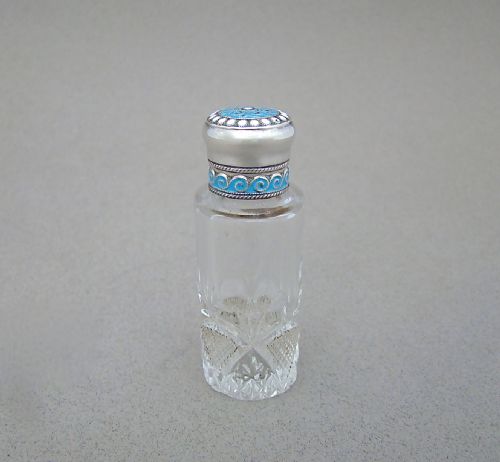 fig 1. SILVER & CLOISONNÉ ENAMEL CUT GLASS SCENT BOTTLE BY D. ANDERSEN, NORWAY, CIRCA 1900