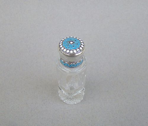 fig 2. SILVER & CLOISONNÉ ENAMEL CUT GLASS SCENT BOTTLE BY D. ANDERSEN, NORWAY, CIRCA 1900