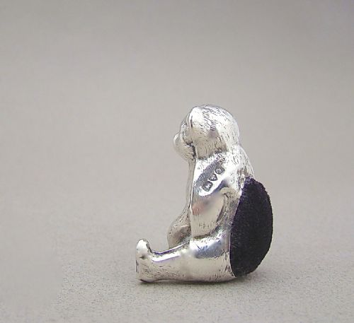 fig 2. RARE EDWARDIAN SILVER TEDDY BEAR PIN CUSHION BY THE BOOTS COMPANY, CHESTER 1909
