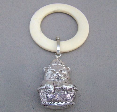 George V Silver "Cat" Rattle by W H Collins & Co, Birmingham 1914